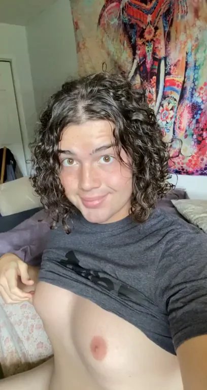 Curly-Haired Trans Slut Addicted to Worshipping Massive Hairy Cocks ??
