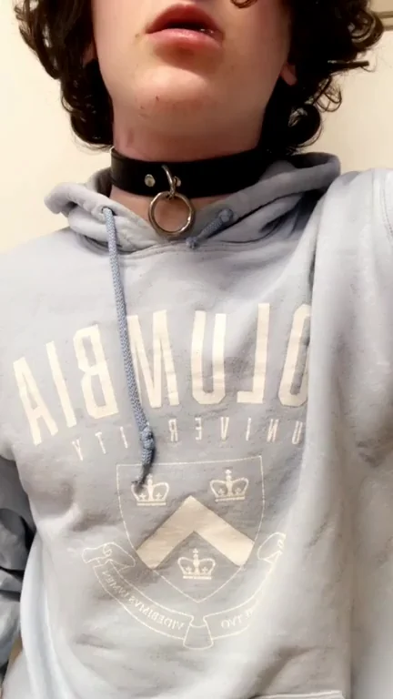 Twinky Trans Cutie in Choker Hoodie Teases Lips 😘🍆💋