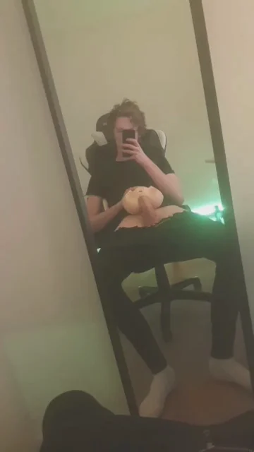 🍆 (20m) Thick Dick Dude Stroking His Huge Toy in Mirror 😈