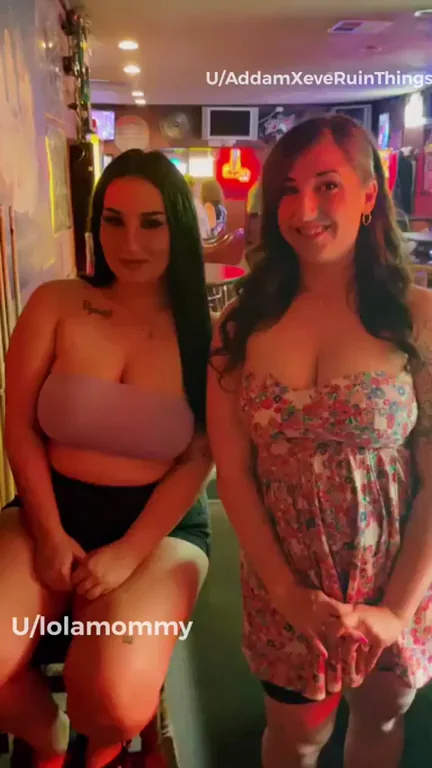 Bar Sluts 'Just Hanging' with Massive Tits Spilling Out