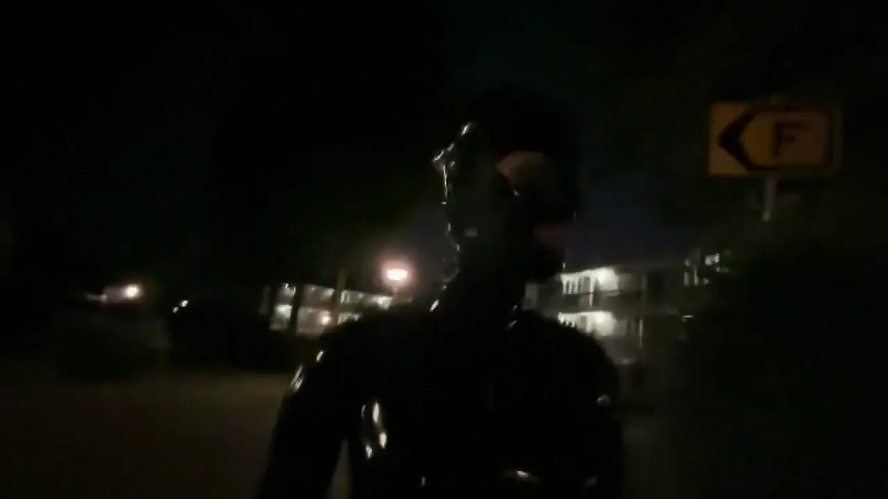 Midnight Stroll in Shiny Latex Catsuit 🔥🍑