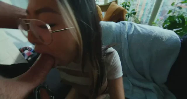 Mila's Sloppy Asian BJ Duty: Homemade Cock Worship