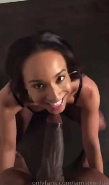 Cute ebony girl does work on serious cock