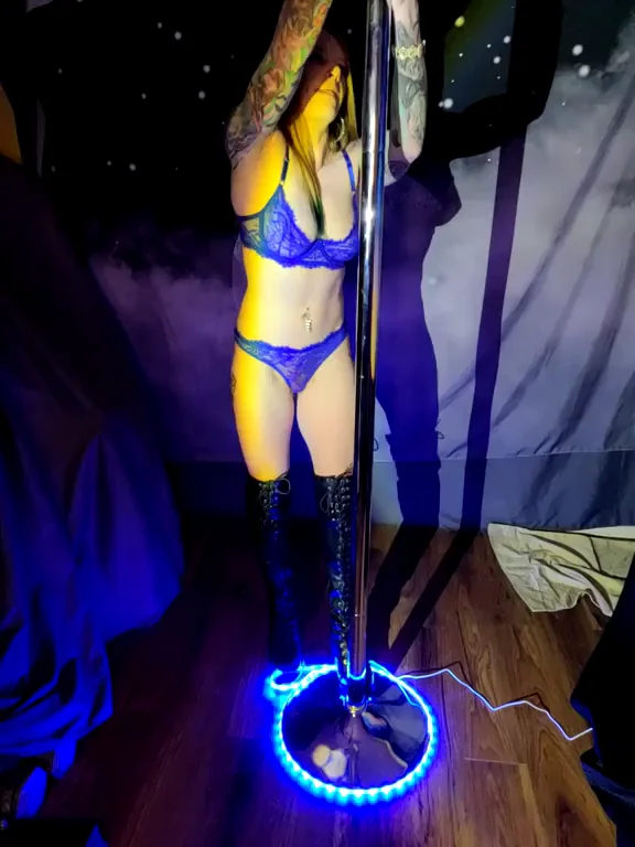 Pole-Pounding Fuckdoll in Blue Lingerie Tease