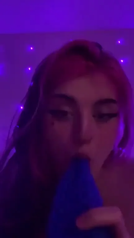 Pink-Haired Slut Sucks Her Throbbing Purple Tentacle Toy