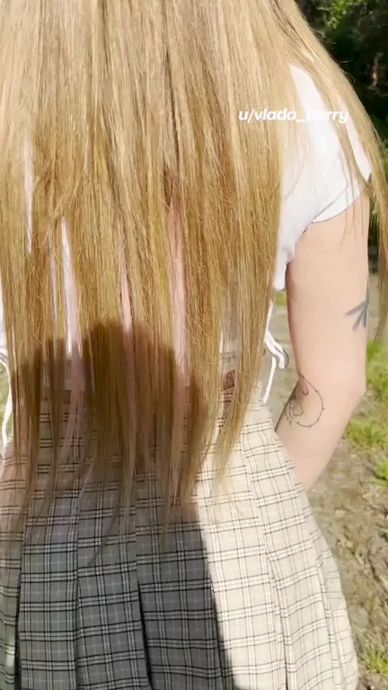 Pantyless Plaid Skirt Walk in Perfect Weather 😈🌤️👅