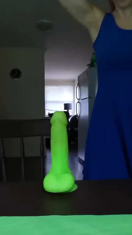 Master's Cock-Hungry Whore Proves It with Huge Green Dildo 😈🍆💦