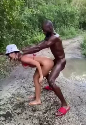 Jungle BBC Pounds Pale Slut's Dripping Hole Doggy-Style