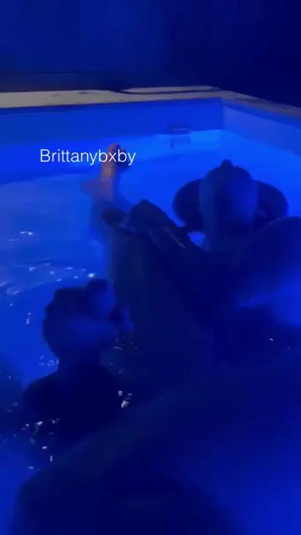 Poolside Ghost Handjob: Brittany's Floating Grip Blasts Him Sky-High