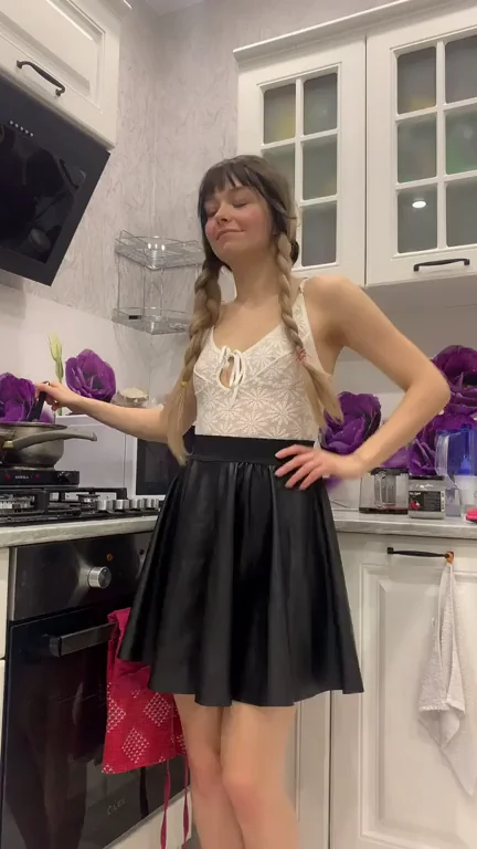 Oopsie Tease! 🥵 Russian Teen Kitchen Strip 💋