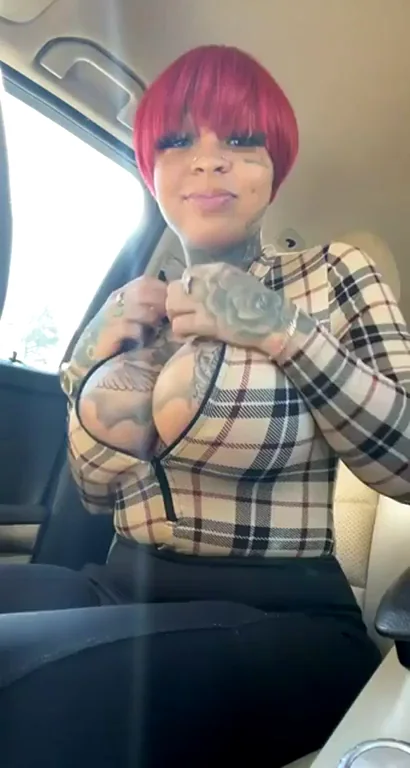 Badass Busty Redhead Teasin' Titties in the Car 🔥🍑