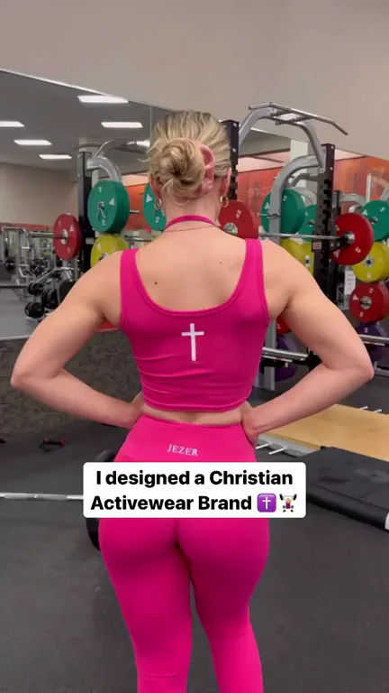 Christian Gym Baddie Teasing in Tight Pink Cross Activewear 💦✝️🍑