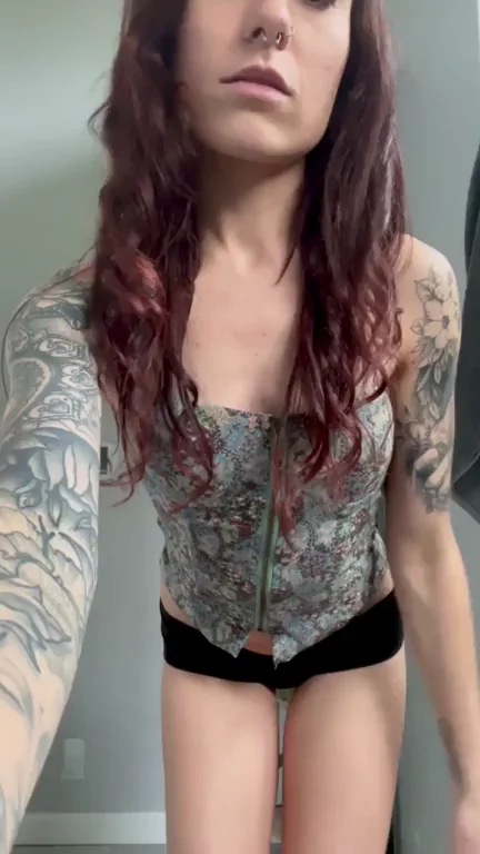 Insecure Funsized Redhead Slut Gains Confidence Teasing Her Tits & Ass 😈💦