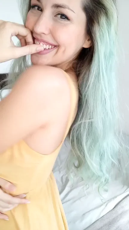 😏 Teasing Cyan-Haired Slut Begs: Weekend Bed Fuck Fest? 🛏️💦