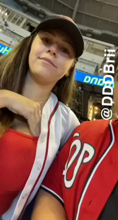 Sneaky Stadium Tit Flash Fun During the Game! ⚾🍈🍈 [GIF]