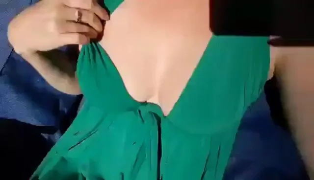Pale boobies in my green dress!