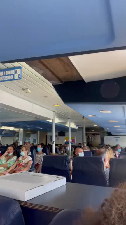 Crowded Ferry Thrill: Curly-Haired Slut Flashes Tits & Pussy for Reddit Fans