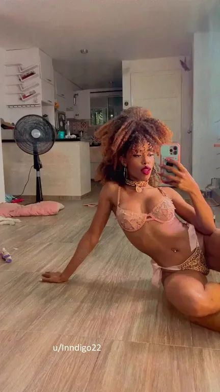 Ebony Babe in Pink Lingerie Craves Your Cum