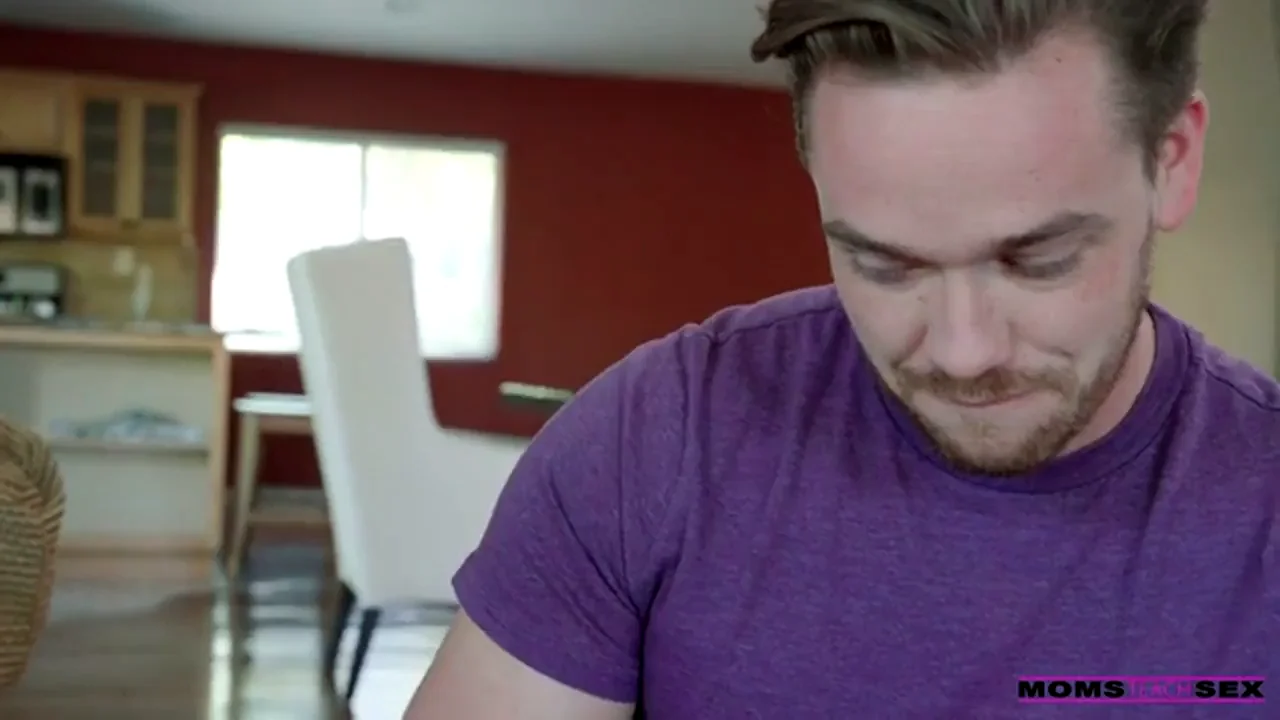 Step Son Worships Busty Stepmom's Thighs in Kitchen Tease