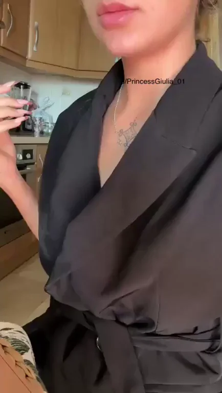No Panties Kitchen Tease 💦👅