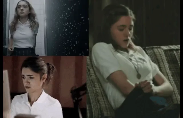 Natalia Dyer masturbation scenes from Yes, God, Yes (2019)