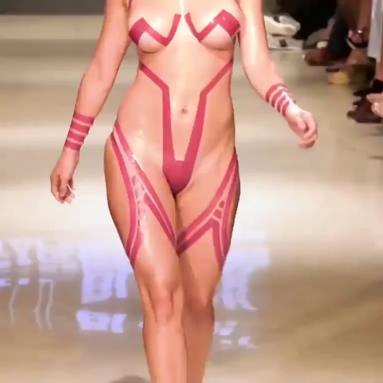 🔥 Red Tape Slut Strutting Her Barely Covered Goods 😈