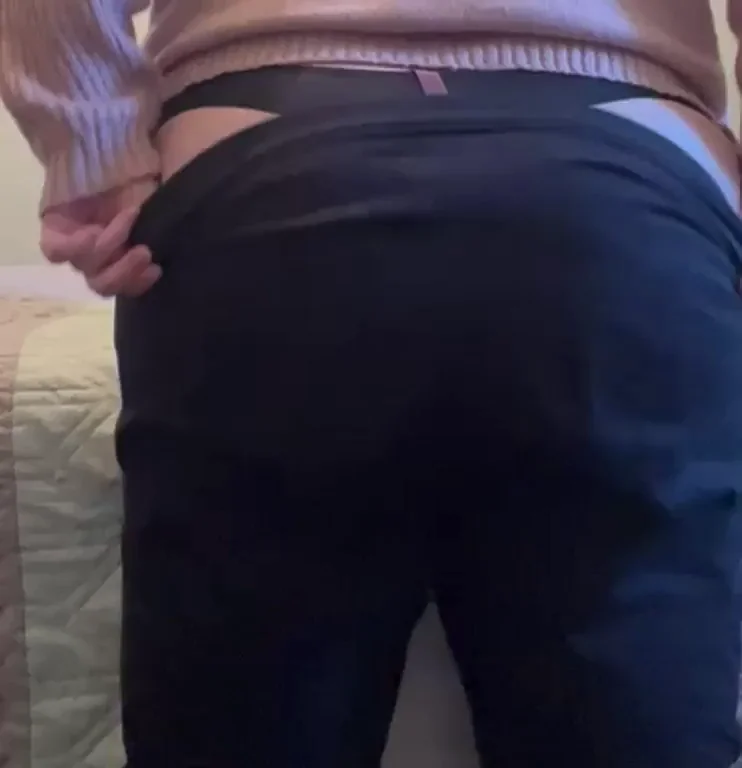 Thick Ass Tease: Bent Over, Pants Down, Ready for Pounding
