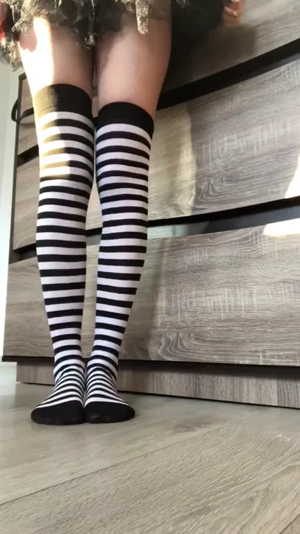 Party Slut in Striped Thigh-Highs: Wanna Fuck Me? 🔥🖤