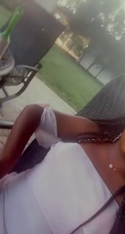 Phat Ebony Pussy Tease on the Patio