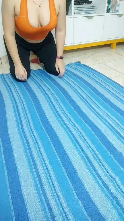 Latina Babe's Naughty Downblouse Yoga Tit Tease