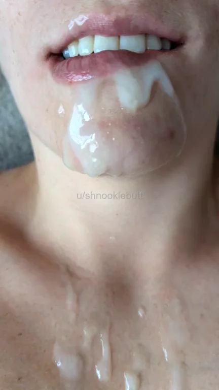 Daddy gave me another thick load all over my face and tits!