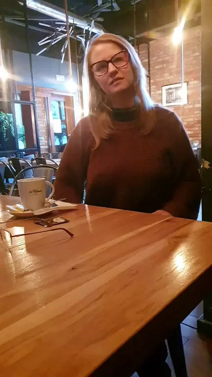 Special Day Gift: Busty Babe Flashes Massive Tits in Cozy Cafe ☕🍒🔥