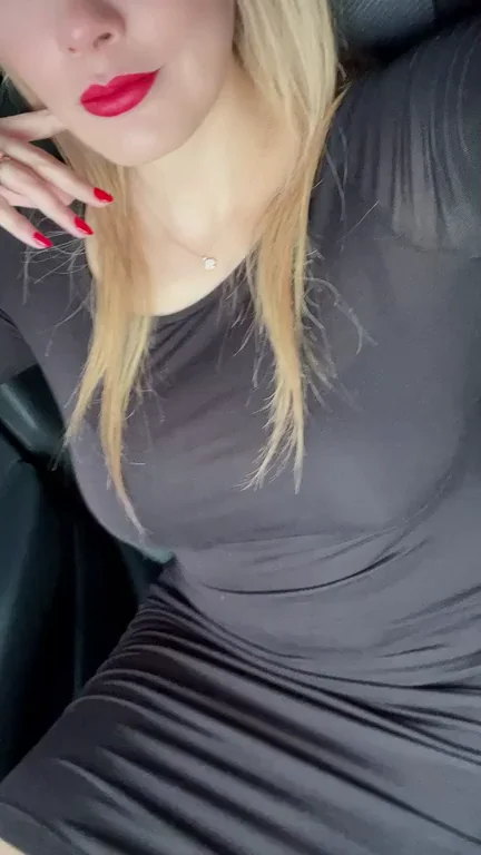 No Panties Blonde Slut Headed to Office 🚗💦 OF Tease!