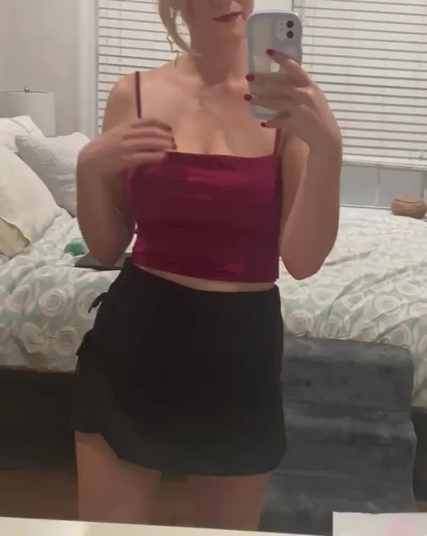 Naughty Blonde Flashes Her Perky Natural Tits and Begs for a Spanking 😈