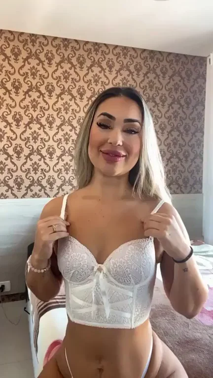 Imperfect Tits Titty Drop Tease in Lacy White Bra