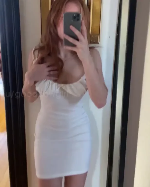 TikTok Ban Incoming? Redhead Slut Teases Massive Tits in Tiny White Dress 😈🍈🍈