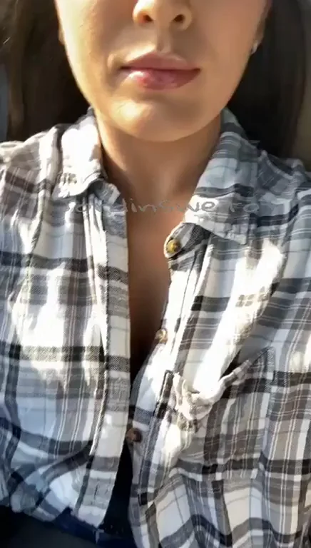 Highway Hookup: Busty Babe's Plaid Tease 💋🚗🍈🍈