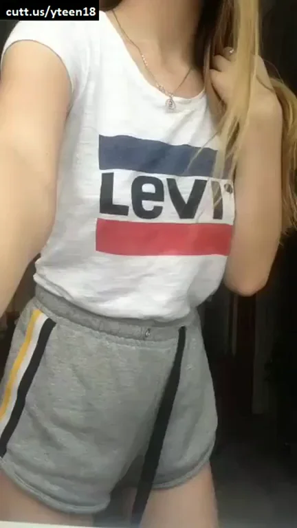 🔥 Sexy Blonde Tease in Levi's Tee & Tiny Shorts 🍑