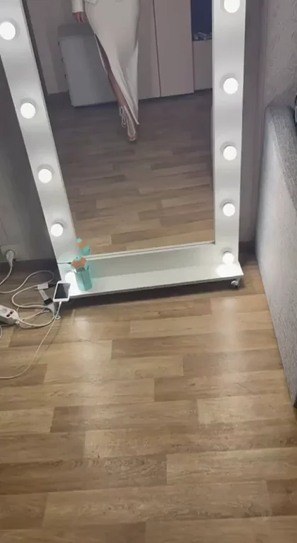 Hot MILF Teases in Slit-White Dress 😈 Mirror Selfie Fun! 👗💋