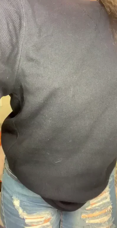 Oversized Shirt Titty Drop Tease with Ripped Jeans