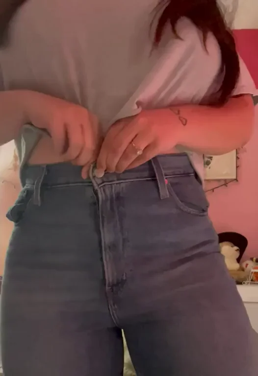 Pants Down Tease: Busty Babe's Wild Hairy Pussy Reveal 😈