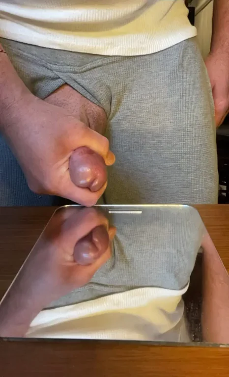 Check out how big the first rope of beautiful sperm is. Wow that felt so good to release!!