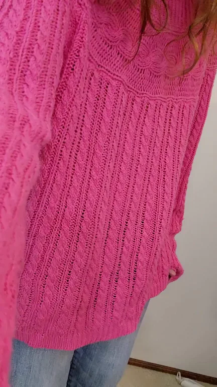 Petite Slut in Pink Sweater Teases to Make You Rock Hard 🍆💕