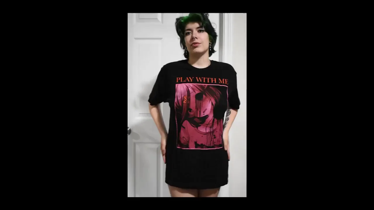 Goth Babe Drops Shirt for Massive Titty Reveal and Jerk Instructions
