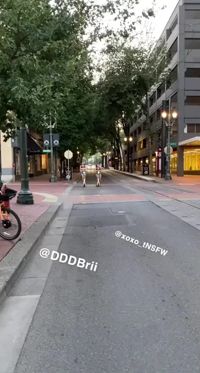 Strutting Downtown with Massive Tits Flopping Out 😈🍈🍈