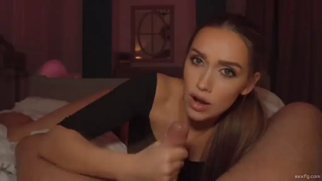 POV Seductress: Brunette Babe's Slick Handjob Tease to Gushing Cum Blast