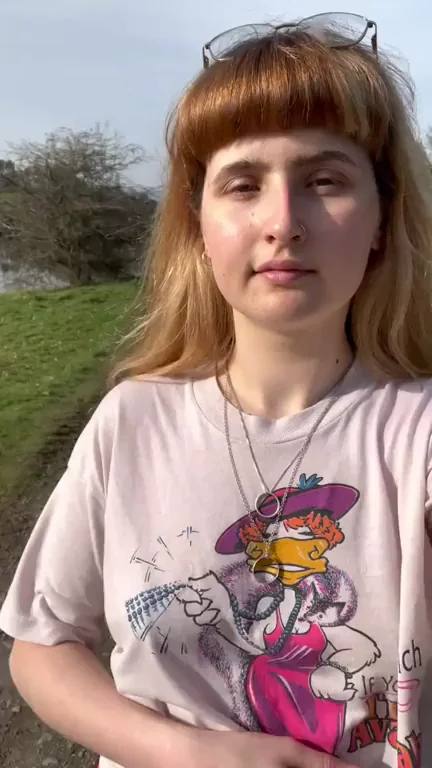 Redhead Slut Flashes Tits on Walk, Dude Loves It 😈🍑