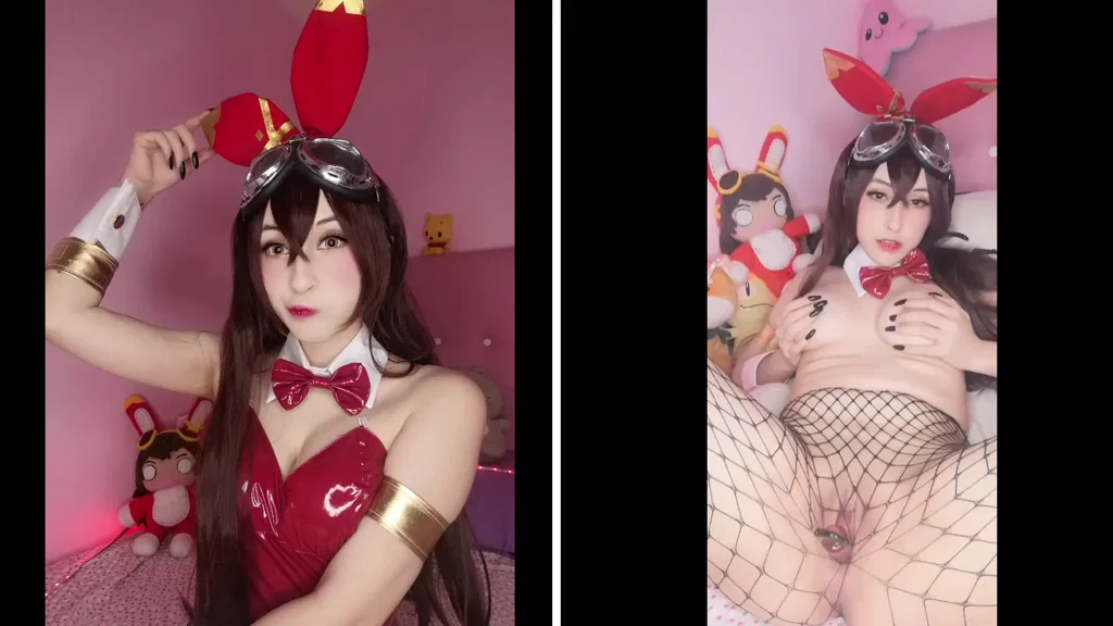 🔥 AliceKyo's Slutty Amber Cosplay Bunny Tease 💦