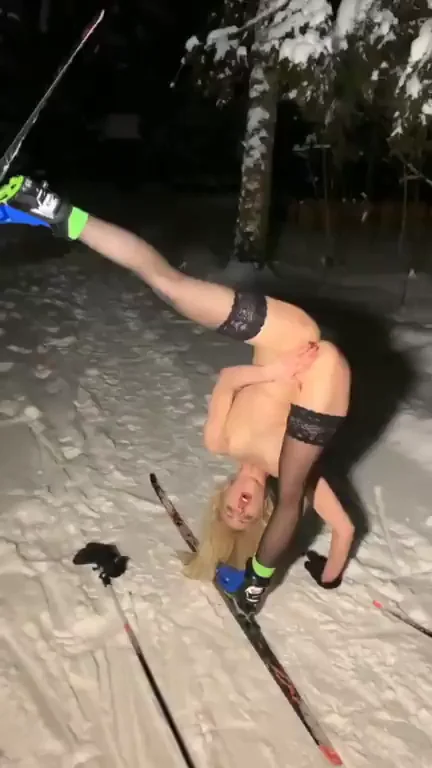 Skiing at night