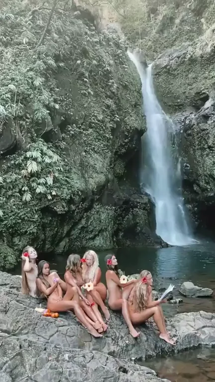 IG Slut Squad's Waterfall Nude Paradise Tease